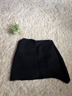 Zara Black asymmetrical, unique, super cute Mini Skirt — Clean A-Line Style mini